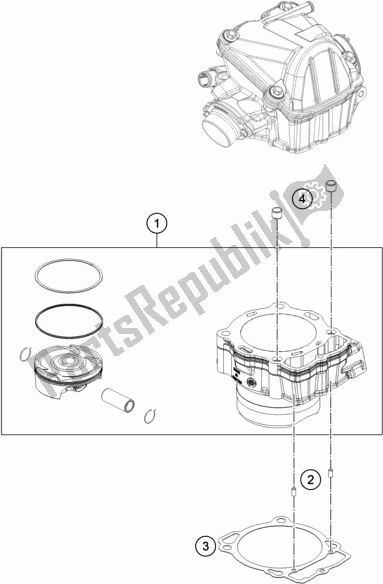 All parts for the Cylinder of the KTM 500 Exc-f SIX Days EU 2018