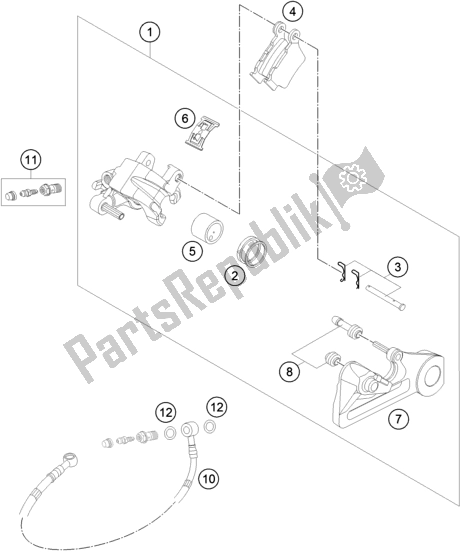 All parts for the Rear Brake Caliper of the KTM 500 Exc-f SIX Days EU 2018