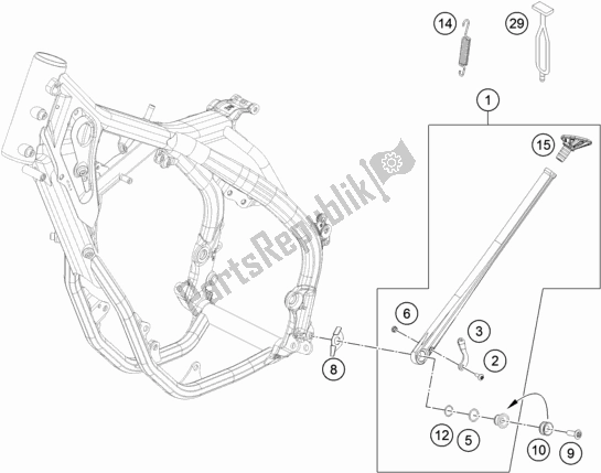 Todas as partes de Suporte Lateral / Central do KTM 500 Exc-f SIX Days EU 2018