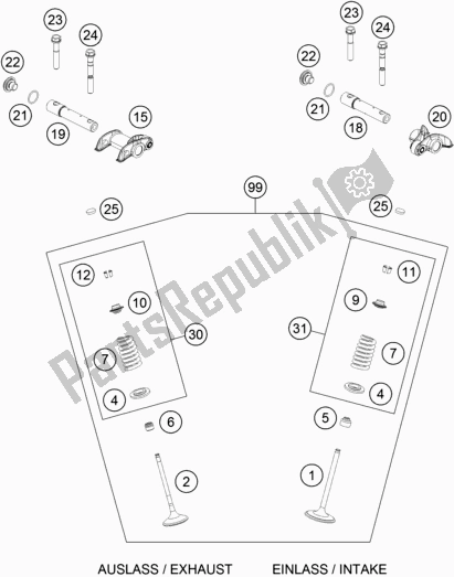 All parts for the Valve Drive of the KTM 500 Exc-f SIX Days EU 2018