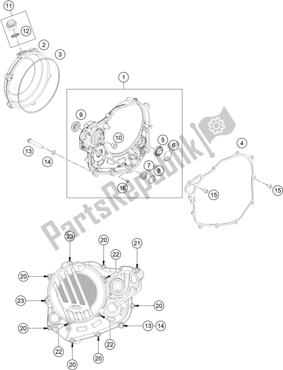 All parts for the Clutch Cover of the KTM 500 Exc-f SIX Days EU 2021