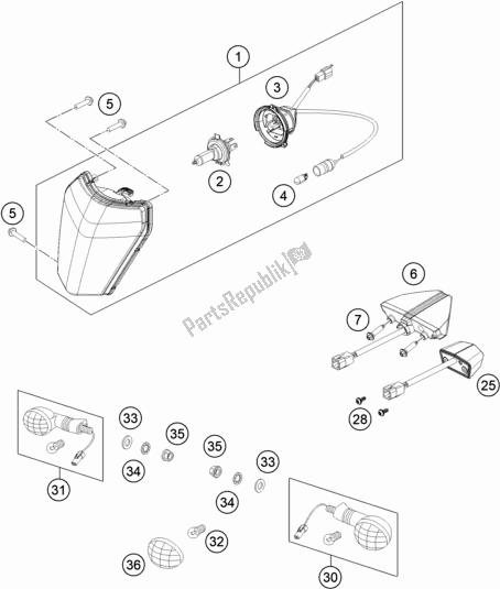 All parts for the Lighting System of the KTM 500 Exc-f SIX Days EU 2021