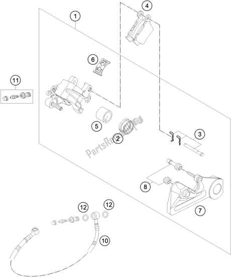 All parts for the Rear Brake Caliper of the KTM 500 Exc-f SIX Days EU 2021