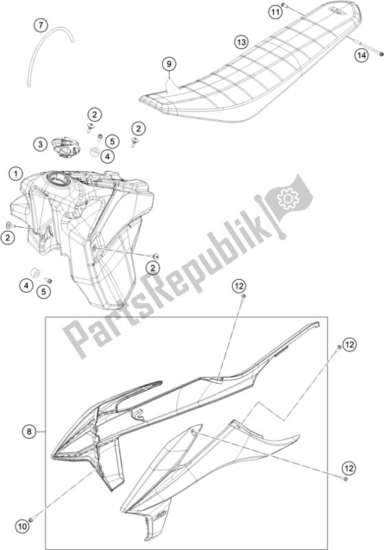 All parts for the Tank, Seat of the KTM 500 Exc-f SIX Days EU 2021