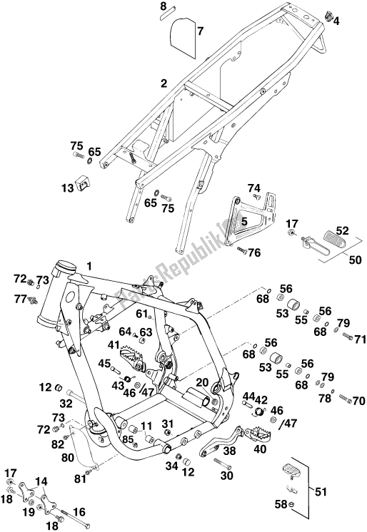 Tutte le parti per il Telaio del KTM 620 Duke 37 KW 2020