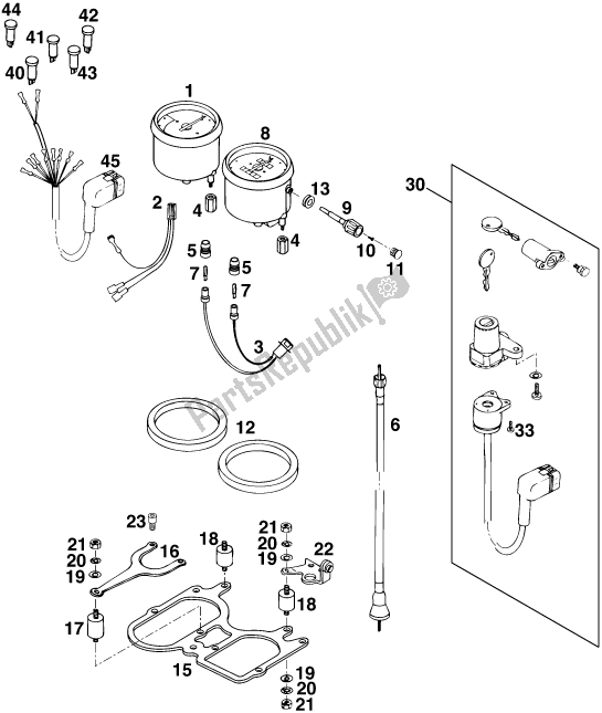 Toutes les pièces pour le Instruments / Système De Verrouillage du KTM 620 Duke 37 KW 2020