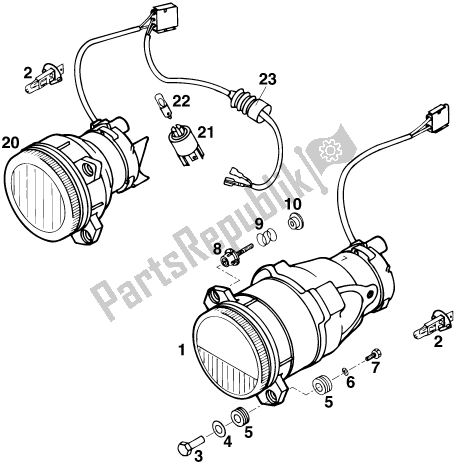 Alle onderdelen voor de Lighting System #2 van de KTM 620 Duke 37 KW 2020