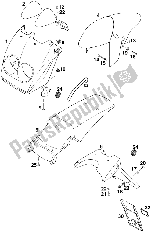 Toutes les pièces pour le Masque, Ailes du KTM 620 Duke 37 KW 2020