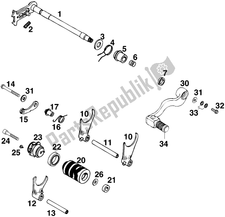Alle onderdelen voor de Schakelmechanisme van de KTM 620 Duke 37 KW 2020