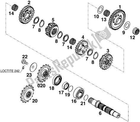 All parts for the Transmission Ii - Countershaft of the KTM 620 Duke 37 KW 2020