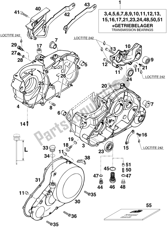 Todas las partes para Caja Del Motor de KTM 620 EGS WP 20 KW 2020