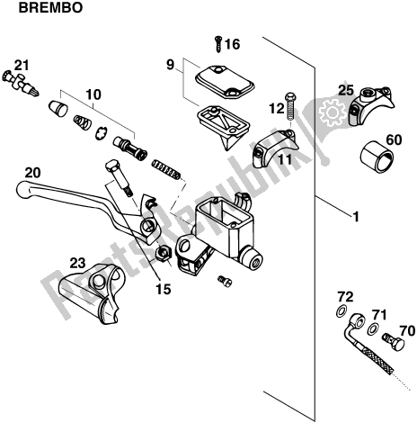 Alle onderdelen voor de Front Brake Control van de KTM 620 EGS WP 20 KW 2020
