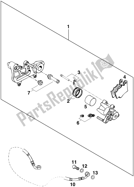 All parts for the Rear Brake Caliper of the KTM 620 EGS WP 20 KW 2020