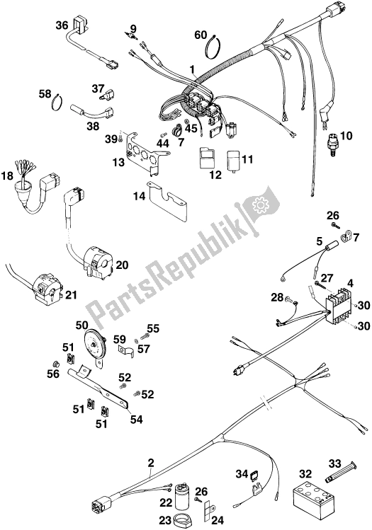 All parts for the Wiring Harness of the KTM 620 EGS WP 20 KW 2020