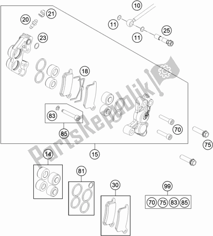 Tutte le parti per il Pinza Freno Anteriore del KTM 65 SX 2018