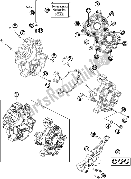 Alle onderdelen voor de Motorhuis van de KTM 65 SX 2018