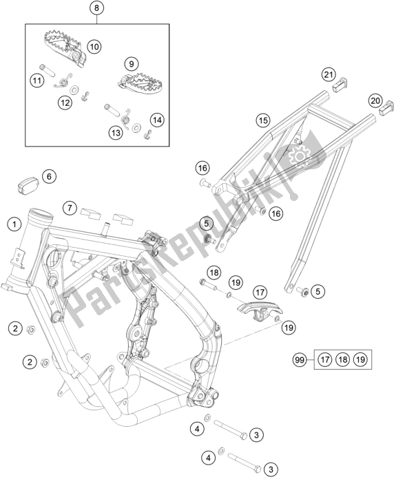 All parts for the Frame of the KTM 65 SX EU 2017