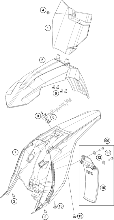 All parts for the Mask, Fenders of the KTM 65 SX EU 2017