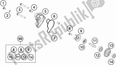 All parts for the Water Pump of the KTM 65 SX EU 2017