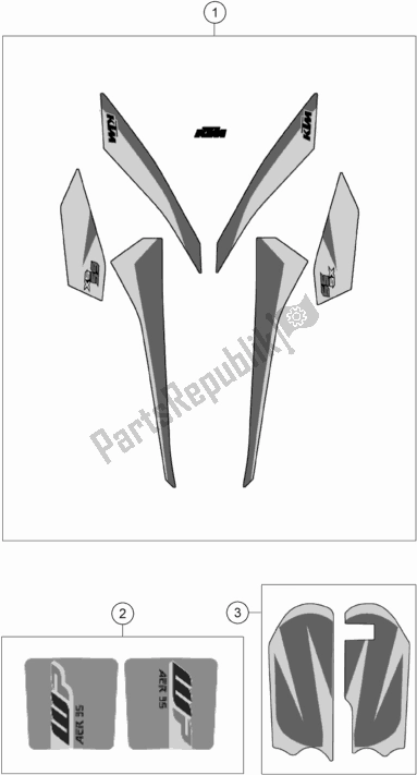 All parts for the Decal of the KTM 65 SX EU 2018