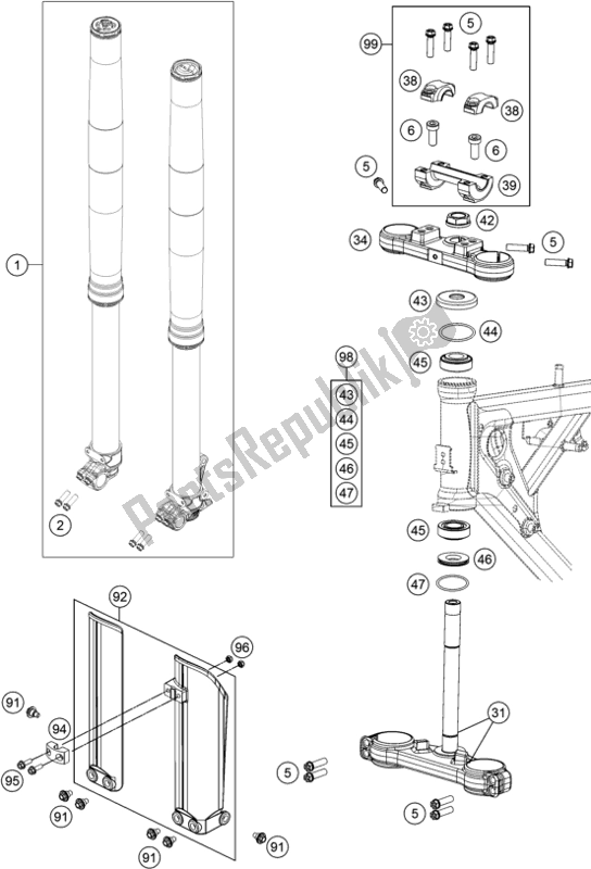 Toutes les pièces pour le Fourche Avant, Triple Serrage du KTM 65 SX EU 2018