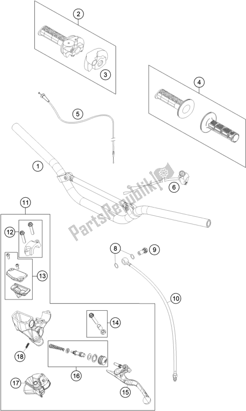 Toutes les pièces pour le Guidon, Commandes du KTM 65 SX EU 2018