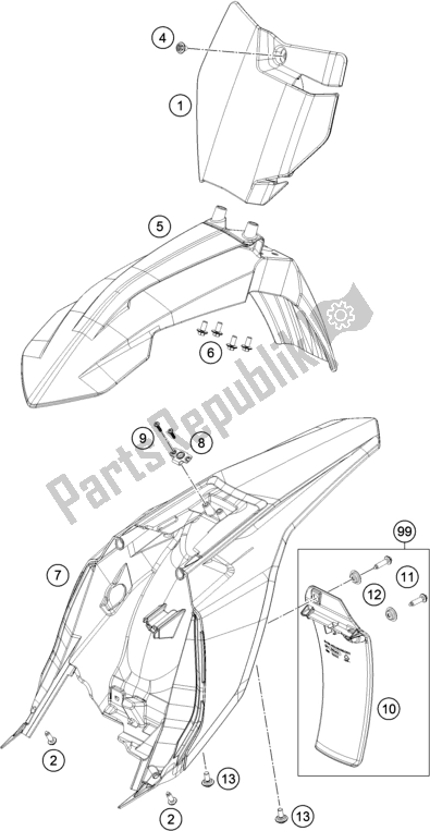 All parts for the Mask, Fenders of the KTM 65 SX EU 2018