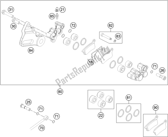 Toutes les pièces pour le étrier De Frein Arrière du KTM 65 SX EU 2018