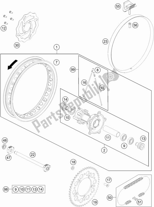 Tutte le parti per il Ruota Posteriore del KTM 65 SX EU 2018