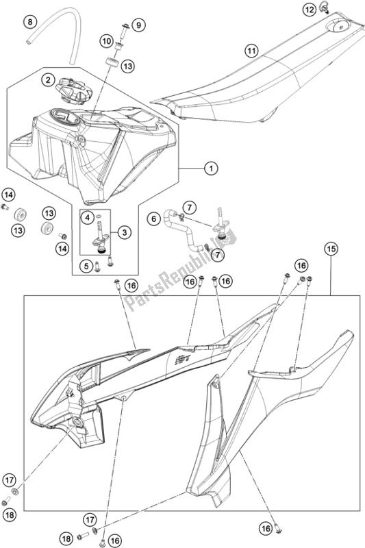 Tutte le parti per il Serbatoio, Sedile del KTM 65 SX EU 2018