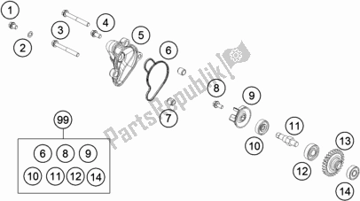 All parts for the Water Pump of the KTM 65 SX EU 2018