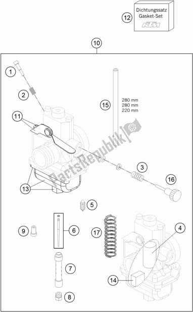 All parts for the Carburetor of the KTM 65 SX EU 2019