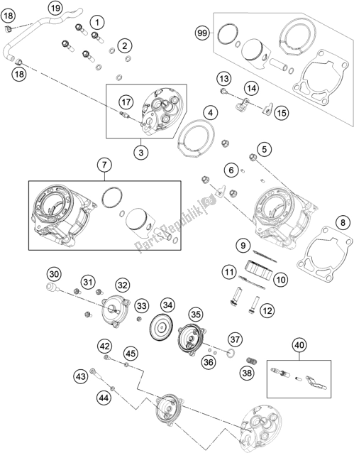 All parts for the Cylinder, Cylinder Head of the KTM 65 SX EU 2019