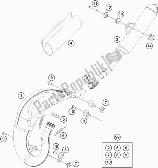 Tutte le parti per il Impianto Di Scarico del KTM 65 SX EU 2019