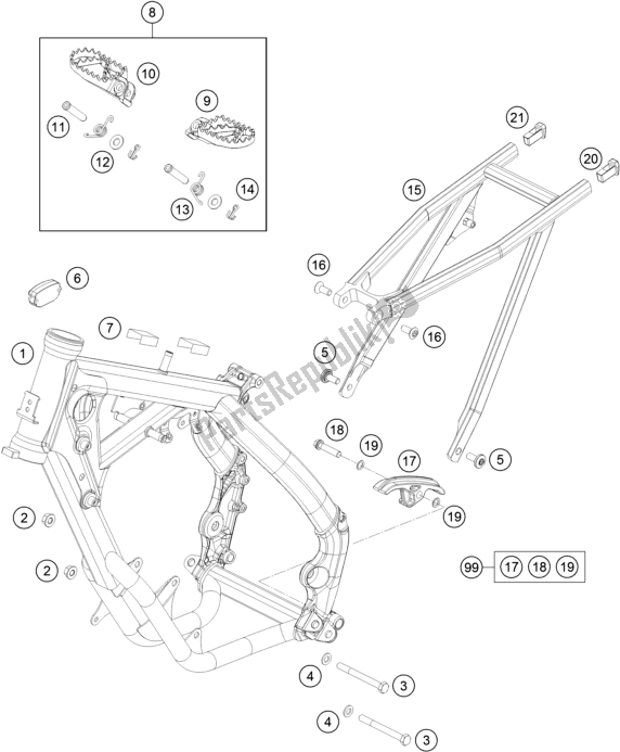 All parts for the Frame of the KTM 65 SX EU 2019