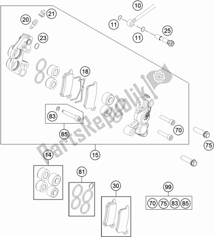 All parts for the Front Brake Caliper of the KTM 65 SX EU 2019