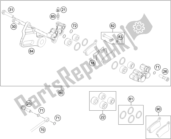 All parts for the Rear Brake Caliper of the KTM 65 SX EU 2019
