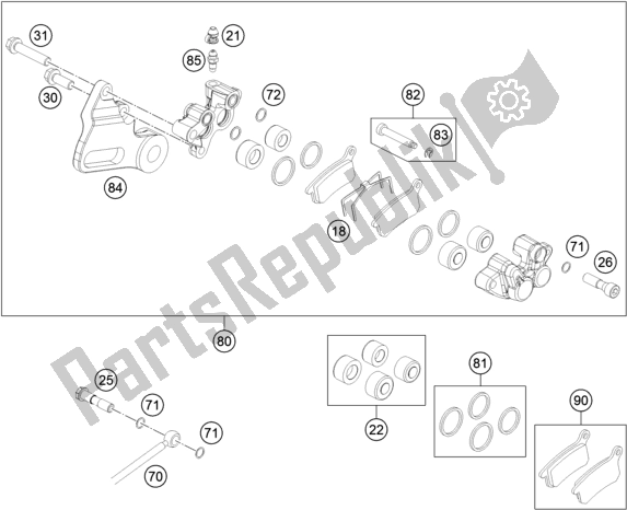 Tutte le parti per il Pinza Freno Posteriore del KTM 65 SX EU 2019