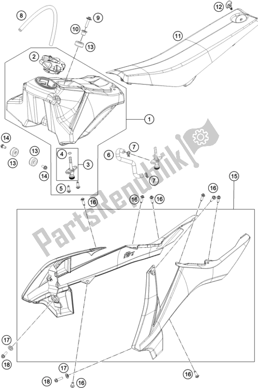 Tutte le parti per il Serbatoio, Sedile del KTM 65 SX EU 2019