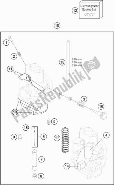 Todas las partes para Carburador de KTM 65 SX EU 2020