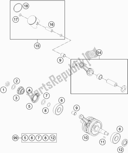 Toutes les pièces pour le Vilebrequin, Piston du KTM 65 SX EU 2020