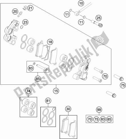 Todas las partes para Pinza De Freno Delantero de KTM 65 SX EU 2020