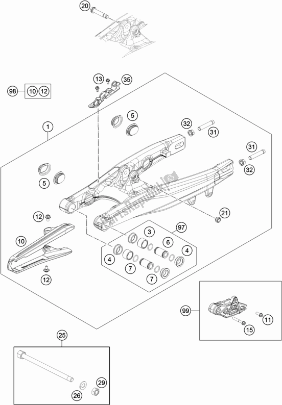 Alle onderdelen voor de Zwenkarm van de KTM 65 SX EU 2020
