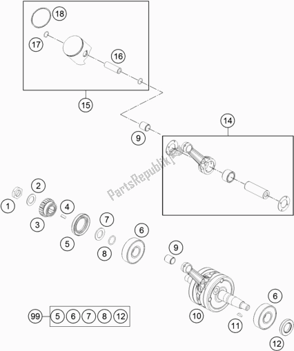 Toutes les pièces pour le Vilebrequin, Piston du KTM 65 SX EU 2021