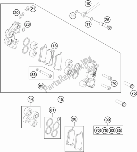 Todas las partes para Pinza De Freno Delantero de KTM 65 SX EU 2021