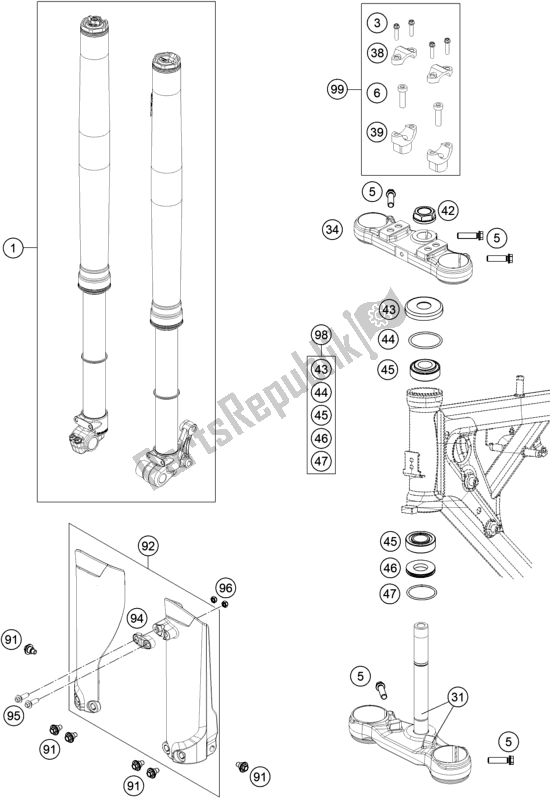 Toutes les pièces pour le Fourche Avant, Triple Serrage du KTM 65 SX EU 2021