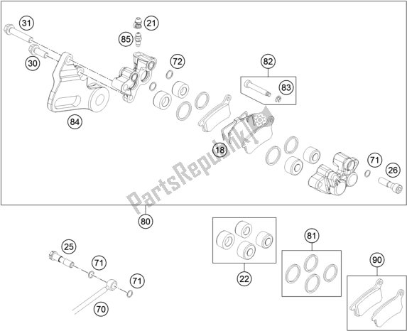 All parts for the Rear Brake Caliper of the KTM 65 SX EU 2021