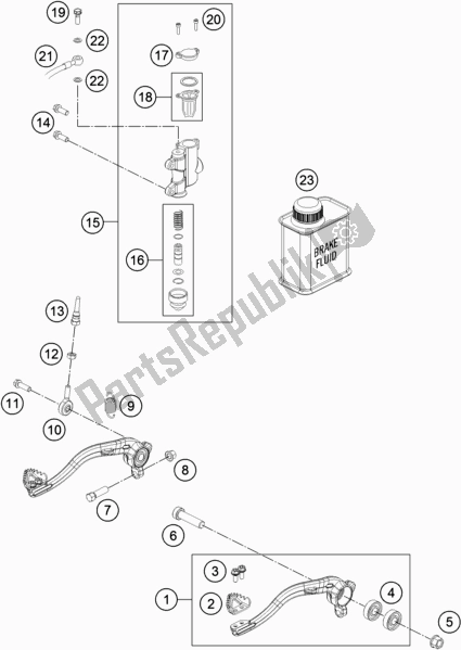 All parts for the Rear Brake Control of the KTM 65 SX EU 2021