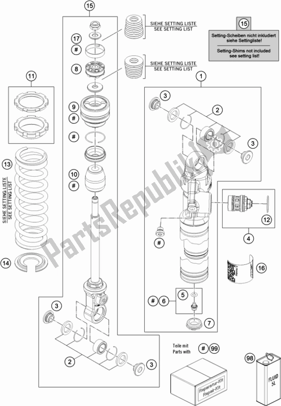 Tutte le parti per il Ammortizzatore Smontato del KTM 65 SX EU 2021