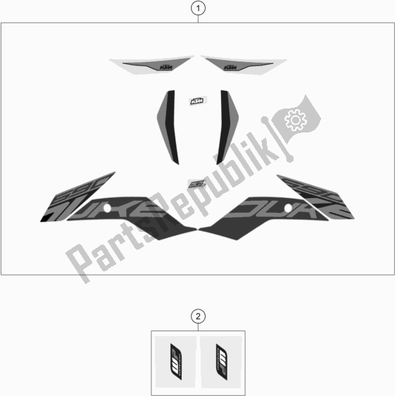 Alle onderdelen voor de Sticker van de KTM 690 Duke,orange 2018